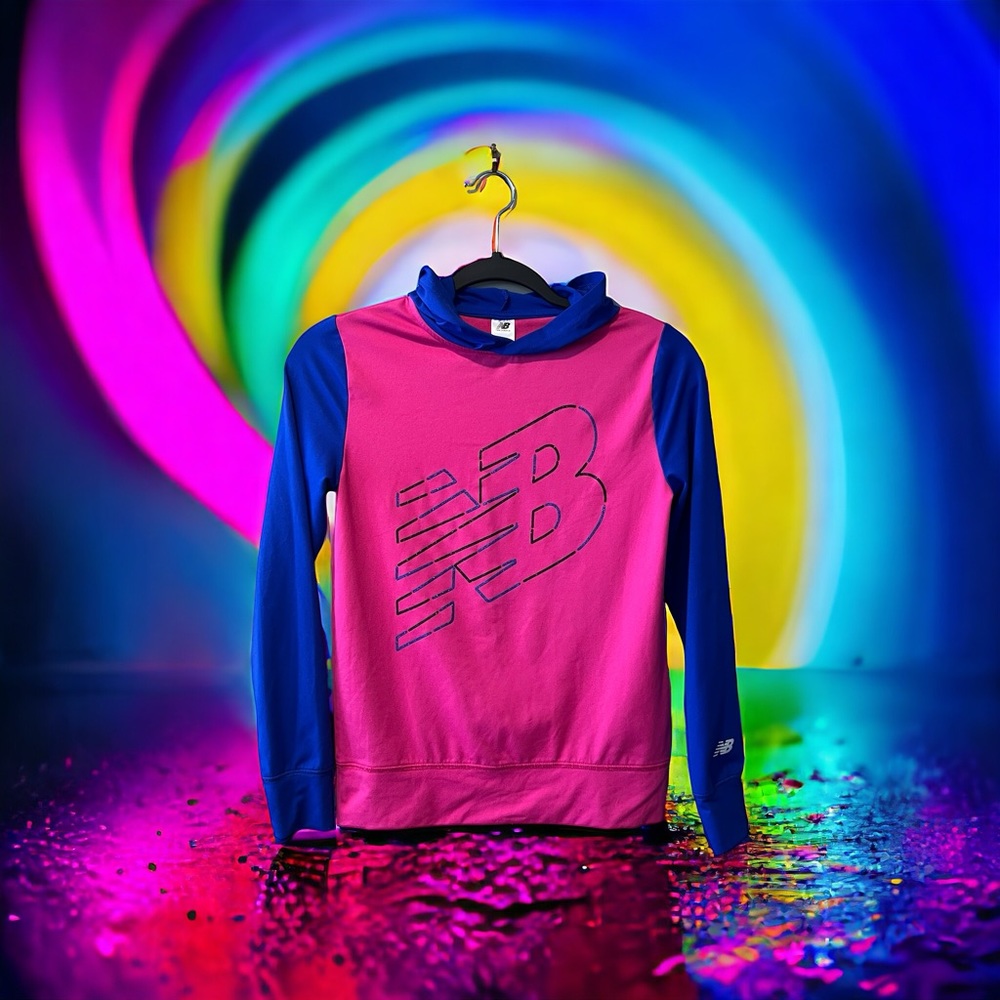 New Balance Bright Pink & Royal Blue Athletic Hoodie Youth sz M(10-12)
